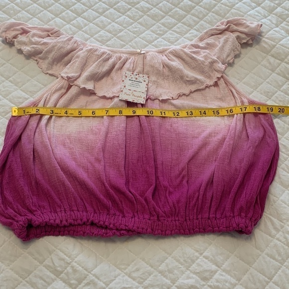 NEW FREE PEOPLE Cora Lee off the shoulder top pink ombré cropped elastic small - Picture 11 of 12